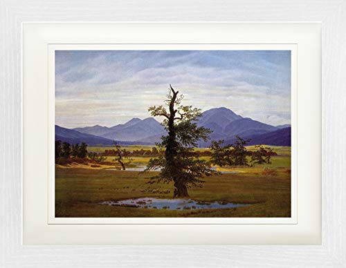 1art1 Caspar David Friedrich Poster Der Einsame Baum, 1822 Gerahmtes Bild Mit Edlem Passepartout | Wand-Bilder | Im Bilderrahmen 40x30 cm von 1art1