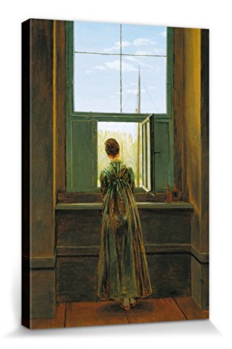 1art1 Caspar David Friedrich Poster Frau Am Fenster, 1822 Bilder Leinwand-Bild Auf Keilrahmen | XXL-Wandbild Poster Kunstdruck Als Leinwandbild 30x20 cm von 1art1