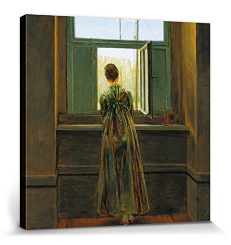 1art1 Caspar David Friedrich Poster Frau Am Fenster, 1822 Bilder Leinwand-Bild Auf Keilrahmen | XXL-Wandbild Poster Kunstdruck Als Leinwandbild 40x40 cm von 1art1