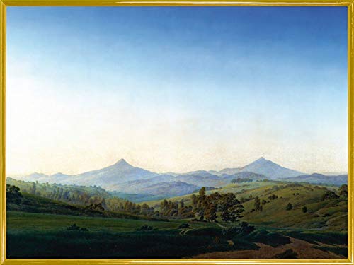 1art1 Caspar David Friedrich Poster Kunstdruck Bild und Kunststoff-Rahmen - Böhmische Landschaft Mit Dem Milleschauer, Um 1810 (80 x 60cm) von 1art1