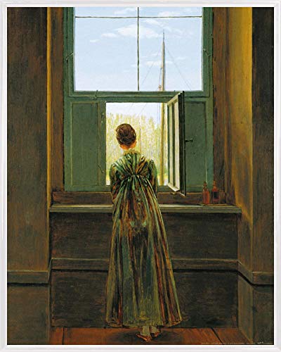 1art1 Caspar David Friedrich Poster Kunstdruck Bild und Kunststoff-Rahmen - Frau Am Fenster, 1822 (50 x 40cm) von 1art1