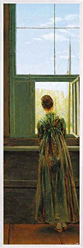 1art1 Caspar David Friedrich Poster Kunstdruck Bild und Kunststoff-Rahmen - Frau Am Fenster, 1822 (91 x 30cm) von 1art1