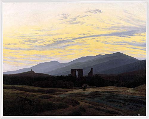 1art1 Caspar David Friedrich Poster Kunstdruck Bild und Kunststoff-Rahmen - Klosterruine Eldena Im Riesengebirge, 1830-1834 (50 x 40cm) von 1art1