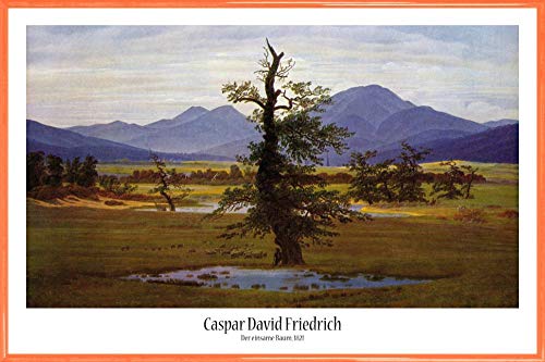 1art1 Caspar David Friedrich Poster Plakat | Bild und Kunststoff-Rahmen - Der Einsame Baum, 1822 (91 x 61cm) von 1art1