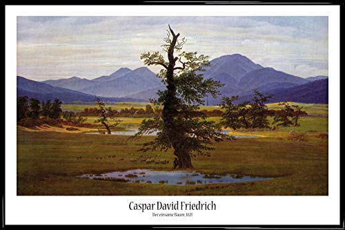 1art1 Caspar David Friedrich Poster Plakat | Bild und Kunststoff-Rahmen - Der Einsame Baum, 1822 (91 x 61cm) von 1art1