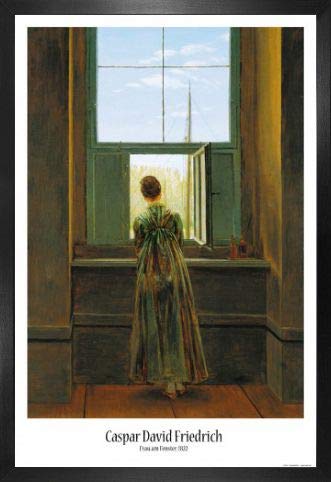 1art1 Caspar David Friedrich Poster Plakat | Bild und MDF-Rahmen - Frau Am Fenster, 1822 (91 x 61cm) von 1art1