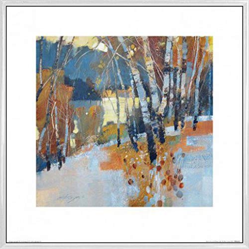 1art1 Chris Forsey Poster Kunstdruck Bild und Kunststoff-Rahmen - Birch, Frost and Winter Lake (40 x 40cm) von 1art1