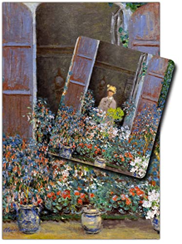 1art1 Claude Monet, Camille Monet Am Fenster, Argenteuil, 1873 1 Kunstdruck Bild (120x80 cm) + 1 Mauspad (23x19 cm) Geschenkset von 1art1