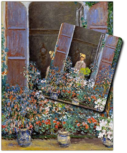 1art1 Claude Monet, Camille Monet Am Fenster, Argenteuil, 1873 1 Kunstdruck Bild (80x60 cm) + 1 Mauspad (23x19 cm) Geschenkset von 1art1