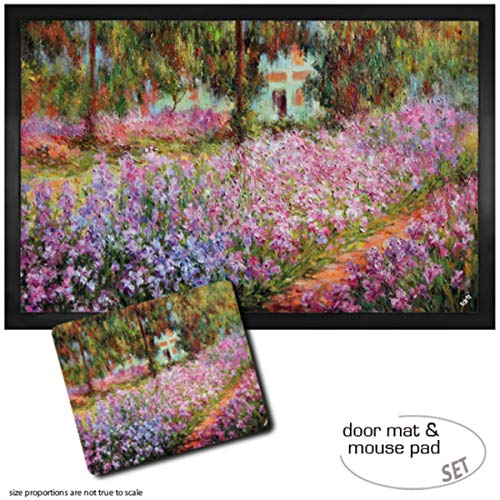 1art1 Claude Monet, Der Garten des Künstlers In Giverny, 1900 Fußmatte Dekomatte Innenbereich | Design Türmatte (60x40 cm) + Mauspad (23x19 cm) Geschenkset von 1art1