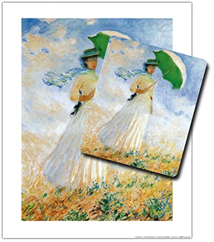 1art1 Claude Monet, Frau Mit Sonnenschirm, 1886 1 Kunstdruck Bild (50x40 cm) + 1 Mauspad (23x19 cm) Geschenkset von 1art1