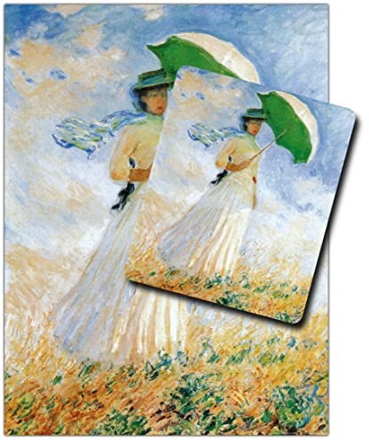 1art1 Claude Monet, Frau Mit Sonnenschirm, 1886 1 Kunstdruck Bild (80x60 cm) + 1 Mauspad (23x19 cm) Geschenkset von 1art1
