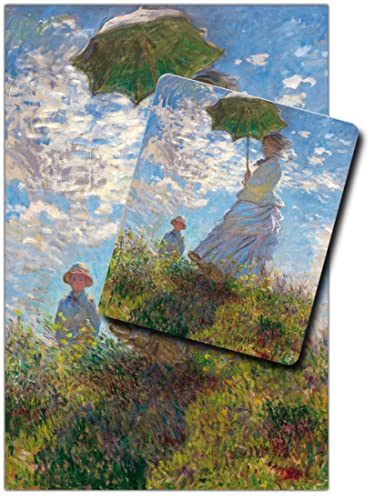 1art1 Claude Monet, Frau Mit Sonnenschirm, Madame Monet Mit Ihrem Sohn, 1875 1 Kunstdruck Bild (120x80 cm) + 1 Mauspad (23x19 cm) Geschenkset von 1art1
