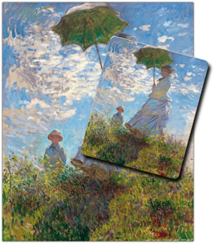 1art1 Claude Monet, Frau Mit Sonnenschirm, Madame Monet Mit Ihrem Sohn, 1875 1 Kunstdruck Bild (50x40 cm) + 1 Mauspad (23x19 cm) Geschenkset von 1art1