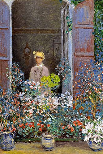 1art1 Claude Monet Poster Camille Monet Am Fenster, Argenteuil, 1873 Bilder Leinwand-Bild Auf Keilrahmen | XXL-Wandbild Poster Kunstdruck Als Leinwandbild 30x20 cm von 1art1