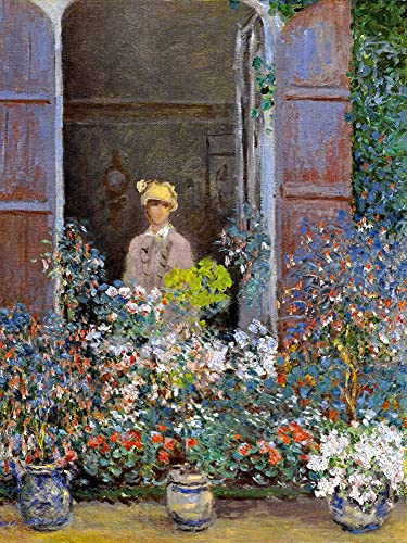 1art1 Claude Monet Poster Camille Monet Am Fenster, Argenteuil, 1873 Bilder Leinwand-Bild Auf Keilrahmen | XXL-Wandbild Poster Kunstdruck Als Leinwandbild 40x30 cm von 1art1