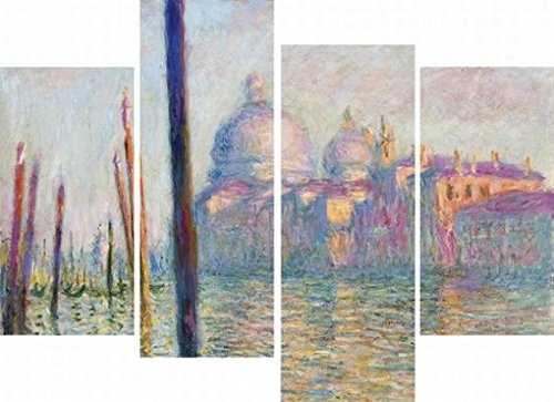 1art1 Claude Monet Poster Der Canal Grande, 1904, 4-Teilig Bilder Leinwand-Bild Auf Keilrahmen | XXL-Wandbild Poster Kunstdruck Als Leinwandbild 120x80 cm von 1art1