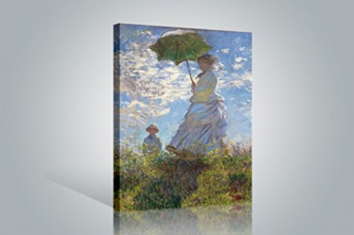 1art1 Claude Monet Poster Frau Mit Sonnenschirm, Madame Monet Mit Ihrem Sohn, 1875 Bilder Leinwand-Bild Auf Keilrahmen | XXL-Wandbild Poster Kunstdruck Als Leinwandbild 120x80 cm von 1art1