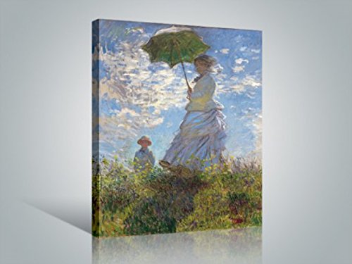 1art1 Claude Monet Poster Frau Mit Sonnenschirm, Madame Monet Mit Ihrem Sohn, 1875 Bilder Leinwand-Bild Auf Keilrahmen | XXL-Wandbild Poster Kunstdruck Als Leinwandbild 80x60 cm von 1art1