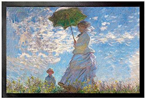 1art1 Claude Monet Frau Mit Sonnenschirm, Madame Monet Mit Ihrem Sohn, 1875 Fußmatte Dekomatte Innenbereich | Design Türmatte 60x40 cm von 1art1