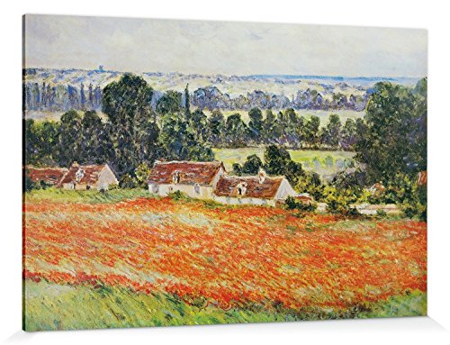 1art1 Claude Monet Poster Mohnblumenfeld Bei Giverny, 1885 Bilder Leinwand-Bild Auf Keilrahmen | XXL-Wandbild Poster Kunstdruck Als Leinwandbild 180x120 cm von 1art1