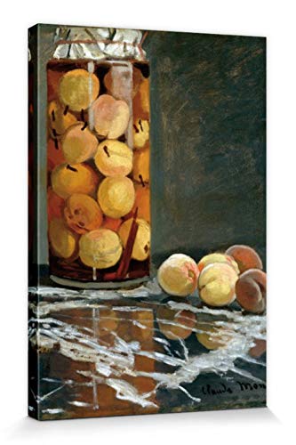 1art1 Claude Monet Poster Pfirsiche im Glas, 1866 Bilder Leinwand-Bild Auf Keilrahmen | XXL-Wandbild Poster Kunstdruck Als Leinwandbild 30x20 cm von 1art1