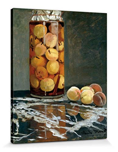 1art1 Claude Monet Poster Pfirsiche im Glas, 1866 Bilder Leinwand-Bild Auf Keilrahmen | XXL-Wandbild Poster Kunstdruck Als Leinwandbild 50x40 cm von 1art1