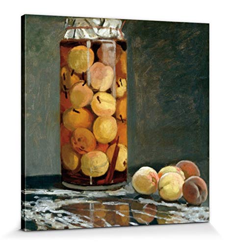 1art1 Claude Monet Poster Pfirsiche im Glas, 1866 Bilder Leinwand-Bild Auf Keilrahmen | XXL-Wandbild Poster Kunstdruck Als Leinwandbild 70x70 cm von 1art1