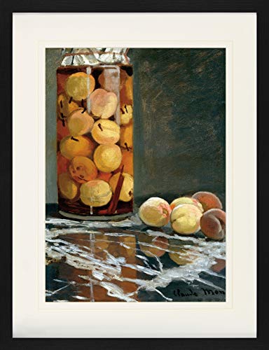 1art1 Claude Monet Poster Pfirsiche im Glas, 1866 Gerahmtes Bild Mit Edlem Passepartout | Wand-Bilder | Im Bilderrahmen 80x60 cm von 1art1