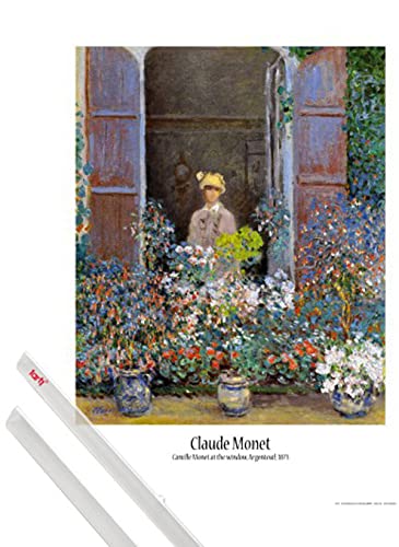 1art1 Claude Monet Plakat | Bild (91x61 cm) Camille Monet Am Fenster, Argenteuil, 1873 + EIN Paar Posterleisten, Transparent von 1art1
