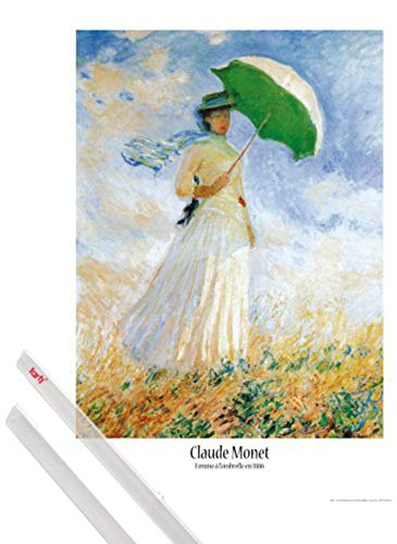 1art1 Claude Monet Plakat | Bild (91x61 cm) Frau Mit Sonnenschirm, 1886 + EIN Paar Posterleisten, Transparent von 1art1