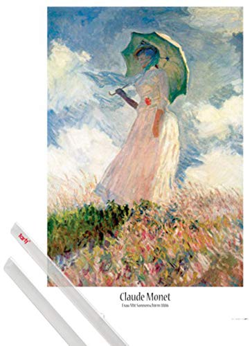 1art1 Claude Monet Plakat | Bild (91x61 cm) Frau Mit Sonnenschirm 1886 + EIN Paar Posterleisten, Transparent von 1art1