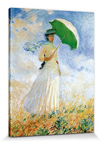 1art1 Claude Monet Poster Frau Mit Sonnenschirm, 1886 Bilder Leinwand-Bild Auf Keilrahmen | XXL-Wandbild Poster Kunstdruck Als Leinwandbild 80x60 cm von 1art1