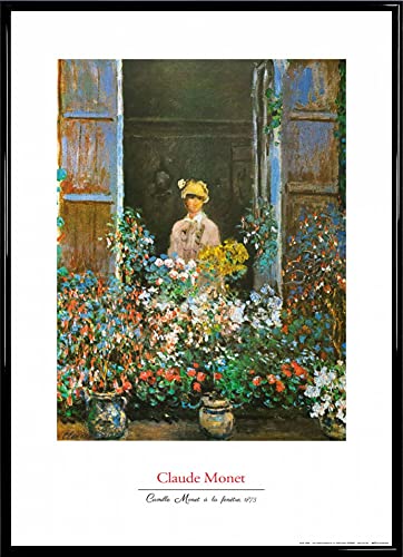 1art1 Claude Monet Poster Kunstdruck Bild und Kunststoff-Rahmen - Camille Monet Am Fenster, Argenteuil, 1873 (70 x 50cm) von 1art1