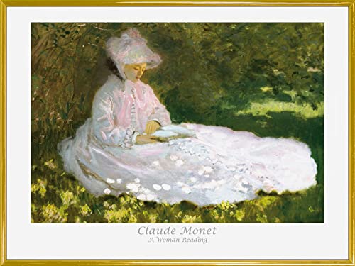 1art1 Claude Monet Poster Kunstdruck Bild und Kunststoff-Rahmen - Donna In Lettura (80 x 60cm) von 1art1