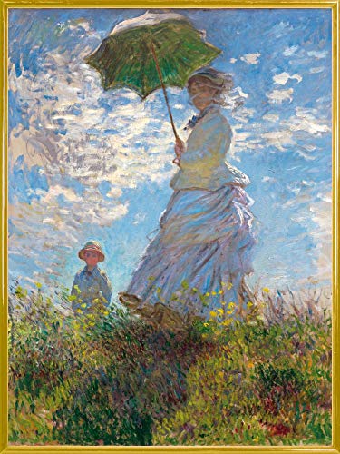 1art1 Claude Monet Poster Kunstdruck Bild und Kunststoff-Rahmen - Frau Mit Sonnenschirm, Madame Monet Mit Ihrem Sohn, 1875 (80 x 60cm) von 1art1