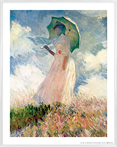 1art1 Claude Monet Poster Kunstdruck Bild und Kunststoff-Rahmen - Frau Mit Sonnenschirm (50 x 40cm) von 1art1