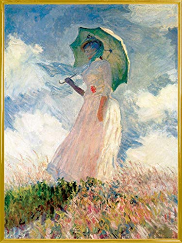 1art1 Claude Monet Poster Kunstdruck Bild und Kunststoff-Rahmen - Frau Mit Sonnenschirm 1886 (80 x 60cm) von 1art1