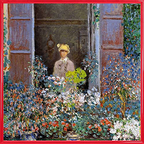 1art1 Claude Monet Poster Kunstdruck Bild und Kunststoff-Rahmen - Camille Monet Am Fenster, Argenteuil, 1873 (40 x 40cm) von 1art1