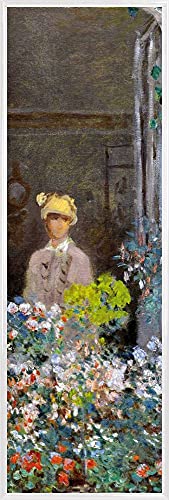 1art1 Claude Monet Poster Kunstdruck Bild und Kunststoff-Rahmen - Camille Monet Am Fenster, Argenteuil, 1873 (91 x 30cm) von 1art1