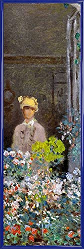 1art1 Claude Monet Poster Kunstdruck Bild und Kunststoff-Rahmen - Camille Monet Am Fenster, Argenteuil, 1873 (91 x 30cm) von 1art1