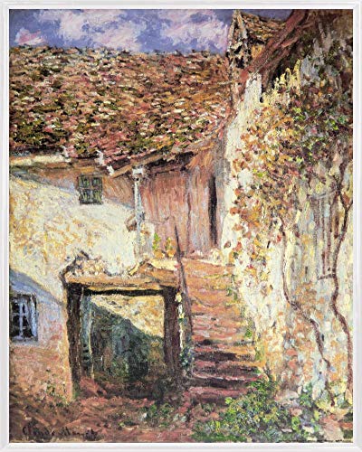 1art1 Claude Monet Poster Kunstdruck Bild und Kunststoff-Rahmen - Die Treppe, 1878 (50 x 40cm) von 1art1
