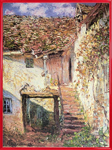 1art1 Claude Monet Poster Kunstdruck Bild und Kunststoff-Rahmen - Die Treppe, 1878 (80 x 60cm) von 1art1