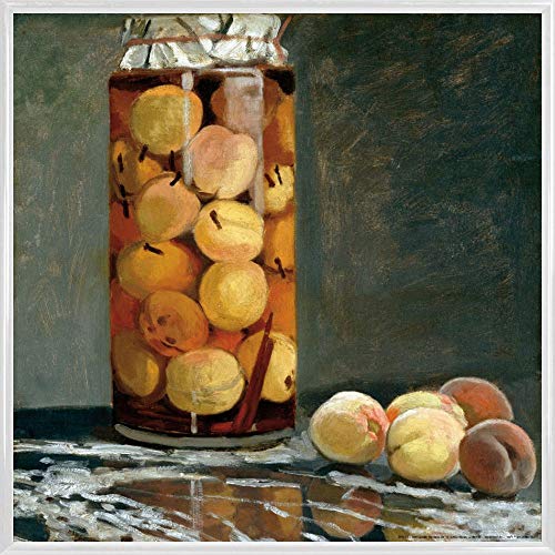 1art1 Claude Monet Poster Kunstdruck Bild und Kunststoff-Rahmen - Pfirsiche im Glas, 1866 (40 x 40cm) von 1art1