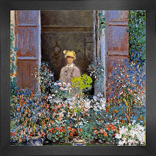 1art1 Claude Monet Poster Kunstdruck Bild und MDF-Rahmen - Camille Monet Am Fenster, Argenteuil, 1873 (40 x 40cm) von 1art1