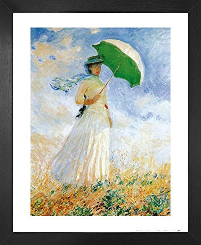 1art1 Claude Monet Poster Kunstdruck Bild und MDF-Rahmen - Frau Mit Sonnenschirm, 1886 (50 x 40cm) von 1art1