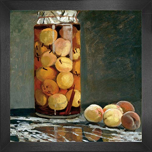 1art1 Claude Monet Poster Kunstdruck Bild und MDF-Rahmen - Pfirsiche im Glas, 1866 (40 x 40cm) von 1art1