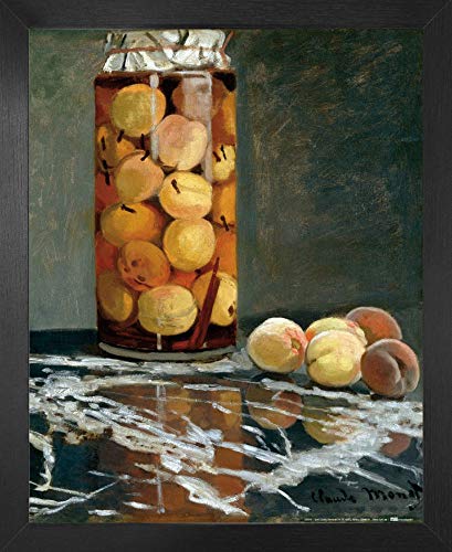 1art1 Claude Monet Poster Kunstdruck Bild und MDF-Rahmen - Pfirsiche im Glas, 1866 (50 x 40cm) von 1art1