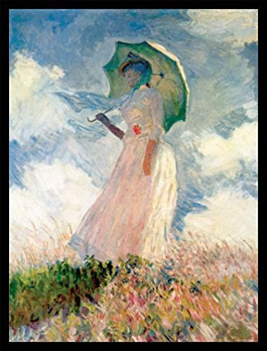 Claude Monet Poster Kunstdruck Bild und MDF-Rahmen Schwarz - Frau Mit Sonnenschirm 1886 (80 x 60cm) von 1art1