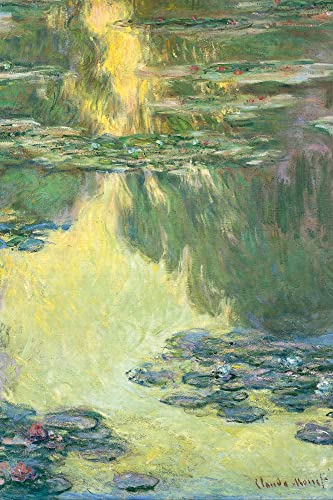 1art1 Claude Monet Poster Seerosen, 1907 (Grün-Gelb) Bilder Leinwand-Bild Auf Keilrahmen | XXL-Wandbild Poster Kunstdruck Als Leinwandbild 180x120 cm von 1art1